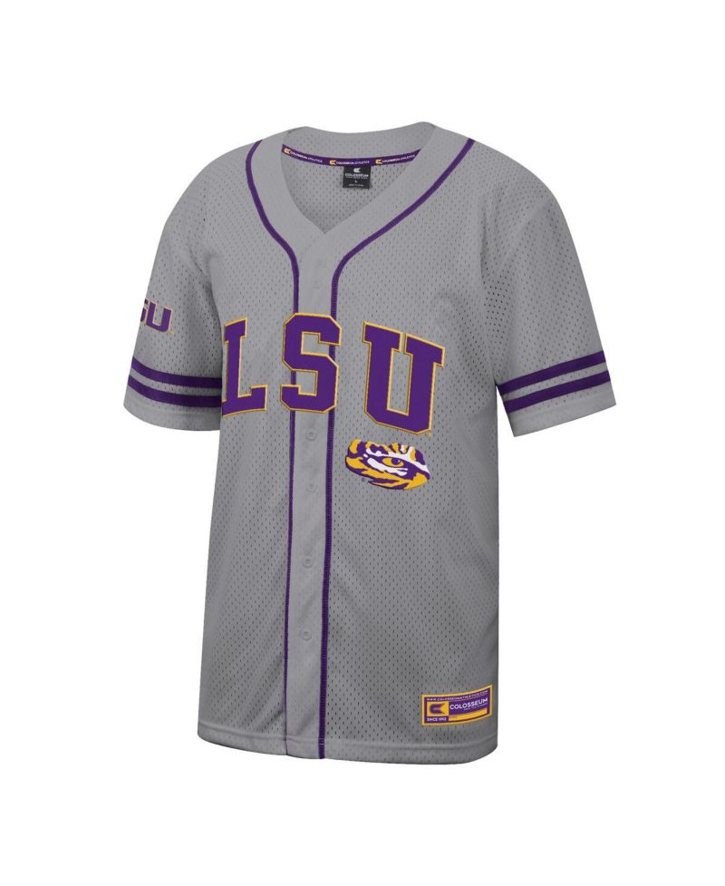 Men's Gray LSU Tigers Free Spirited Baseball Jersey