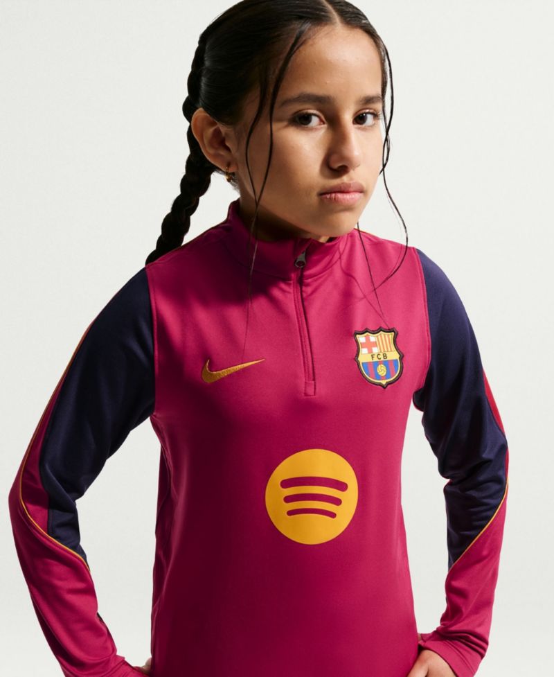 Big Boys and Girls Red Barcelona 2026/27 Strike Dri-FIT Long Sleeve Quarter-Zip Drill Top
