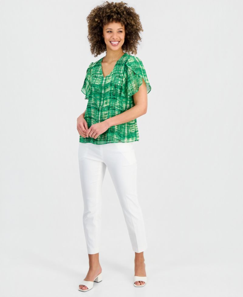 Petite Tulip-Sleeve V-Neck Top