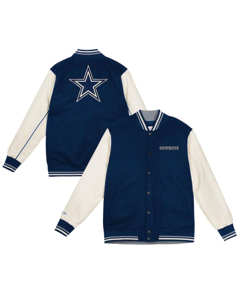 Big Boys and Girls Navy/Cream Dallas Cowboys Full-Snap Varsity Jacket
