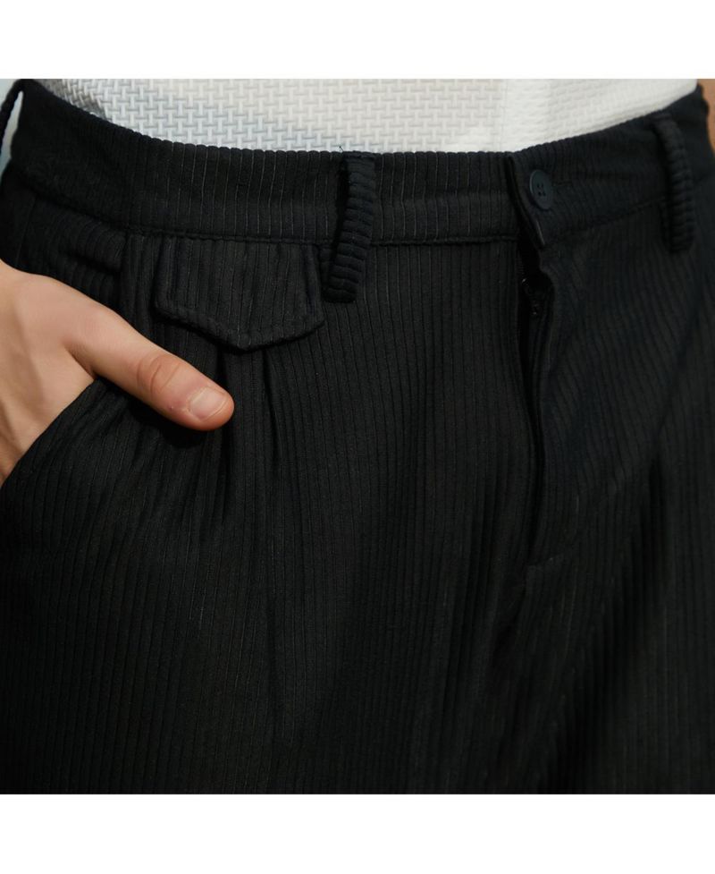 Men's Midnight Black Corduroy Tailored Trousers