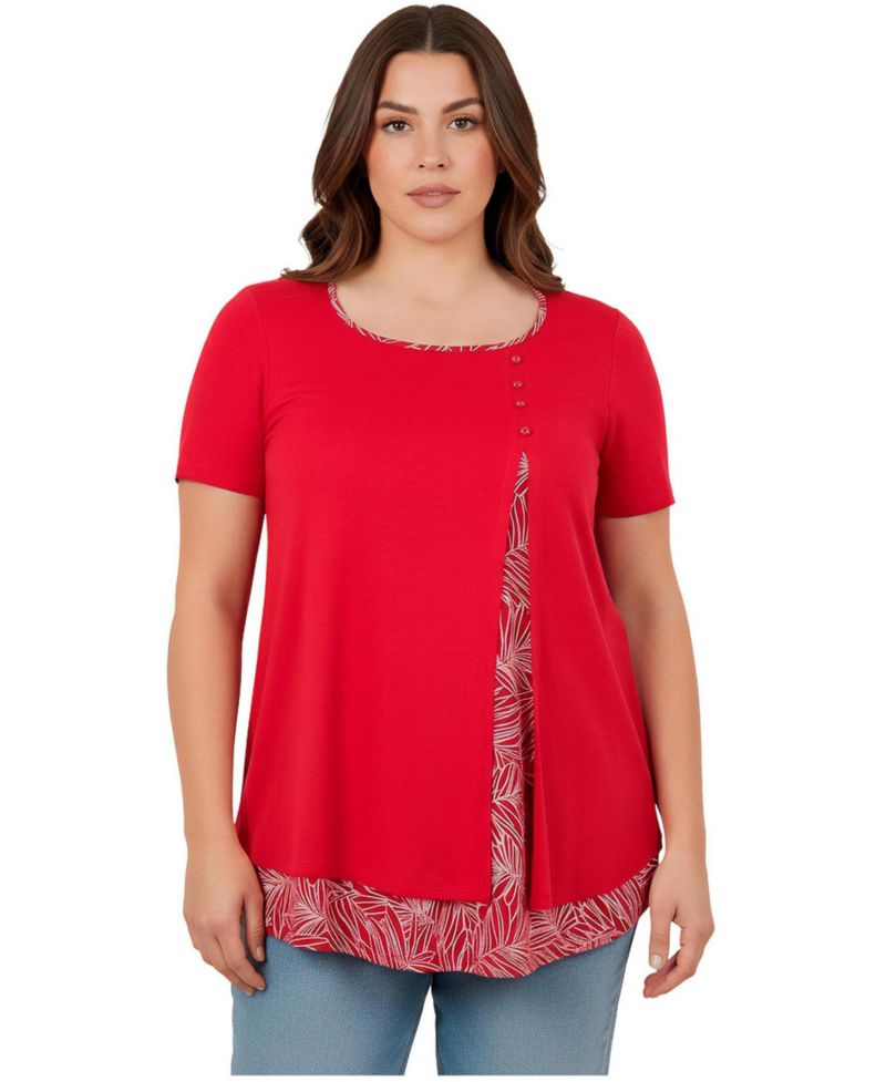 Women's Short Sleeve Layered Tunic