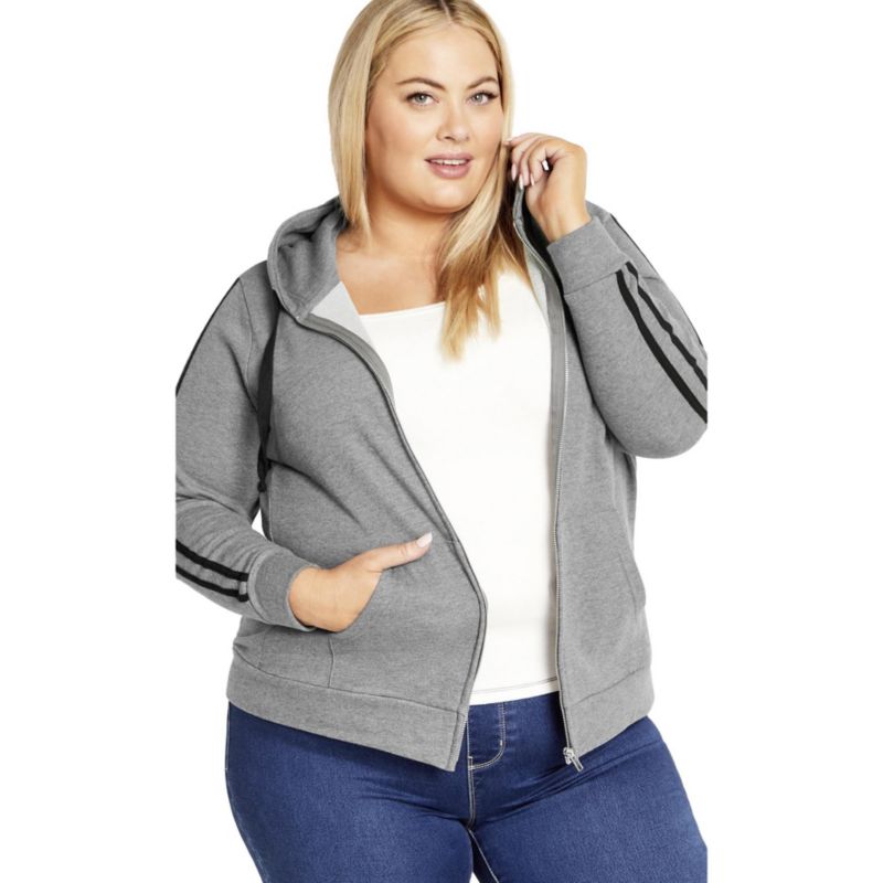 Women's Plus Size Side Stripe Zip Hoodie