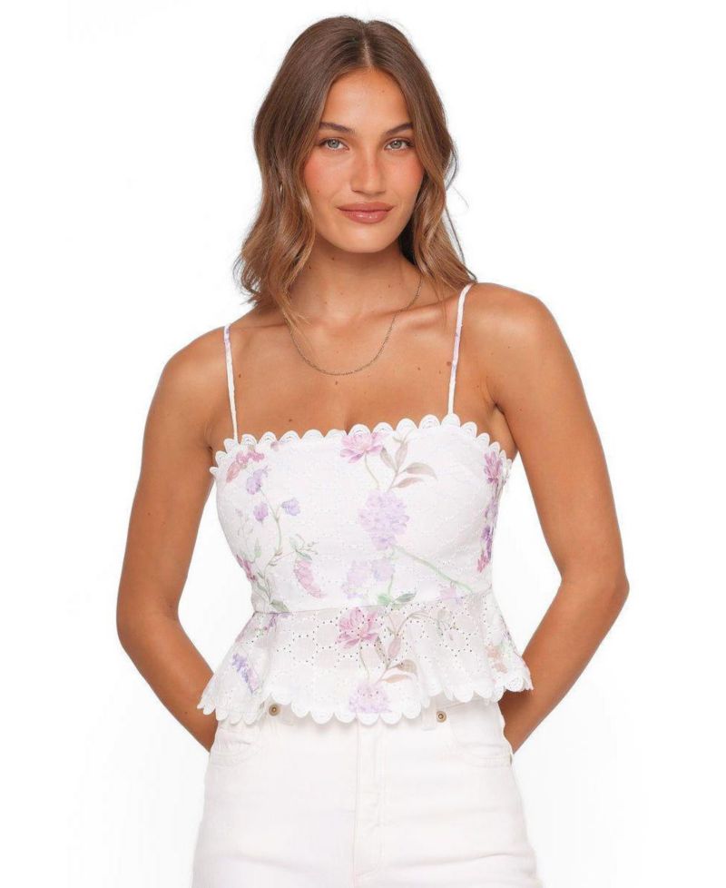 Women's Adams Floral-Print Square Neck Peplum Top