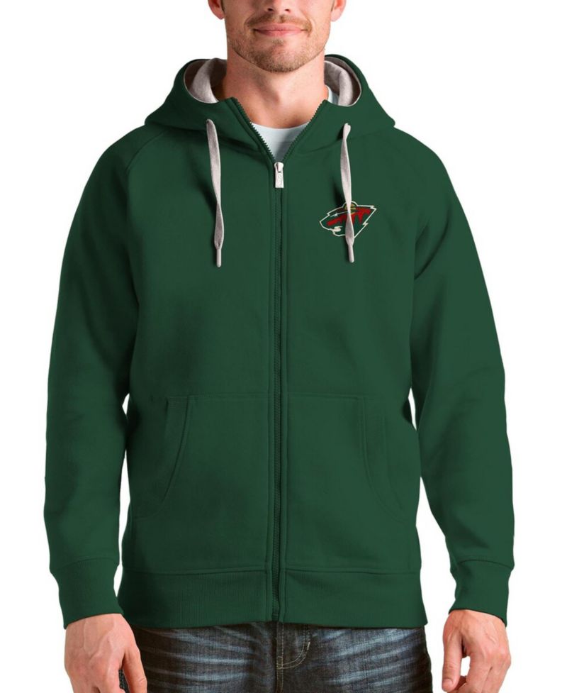 Men's Green Minnesota Wild Logo Victory Full-Zip Hoodie