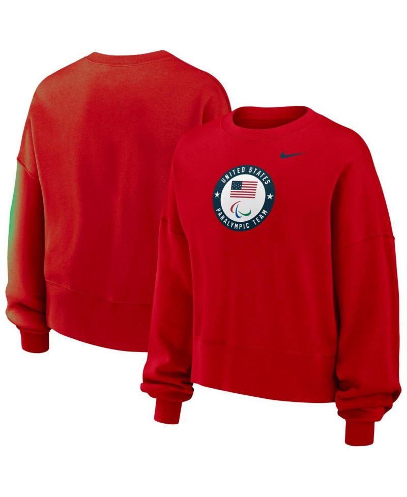Women's Red U.S. Paralympics Oversized Phoenix Fleece Sweatshirt