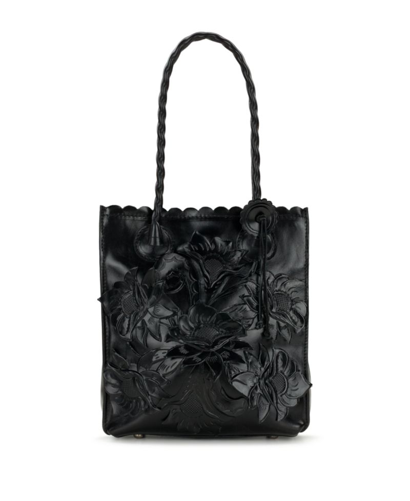 Charline Cavo Small Tooled Leather Applique Tote Handbag