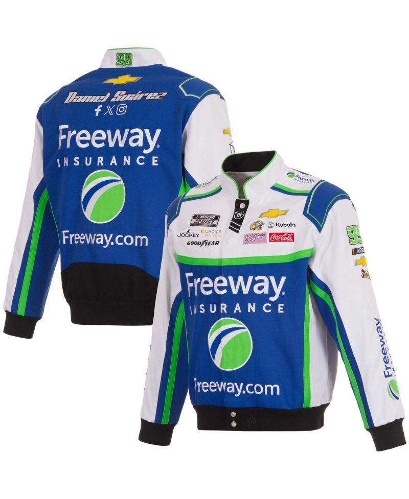 Men's Royal/White Daniel Suarez Freeway Insurance Full-Snap Twill Uniform Jacket