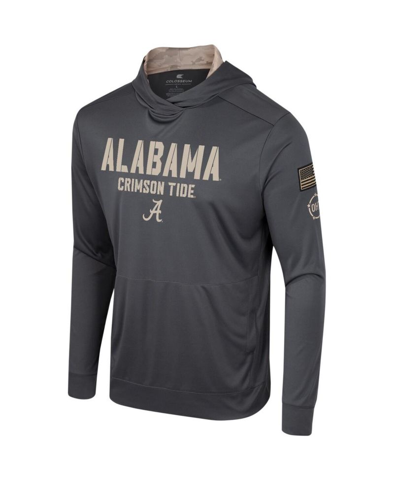 Men's Charcoal Alabama Crimson Tide OHT Military-Inspired Appreciation Long Sleeve Hoodie T-shirt