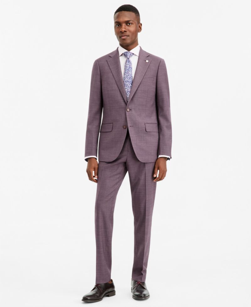 Men's Modern-Fit Purple Solid Suit Separate Pants