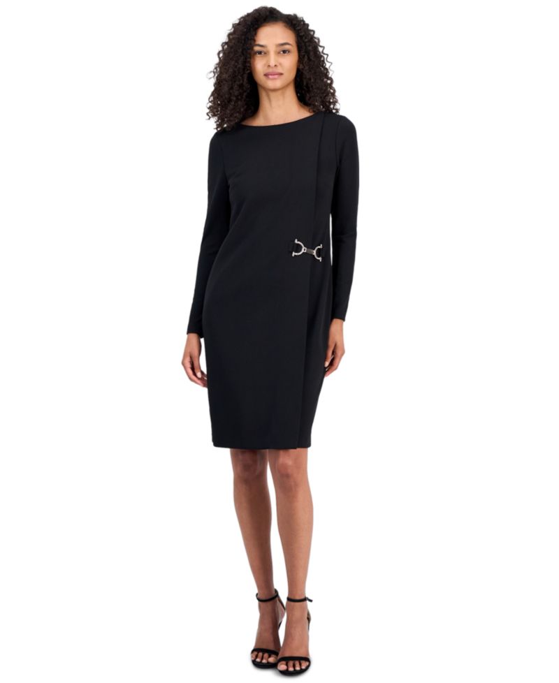 Petite Scoop-Neck Scuba Crepe Sheath Dress