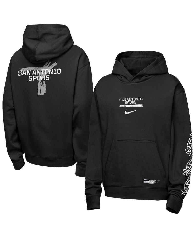 Big Boys and Girls Black San Antonio Spurs Courtside Club Premiere Hoodie