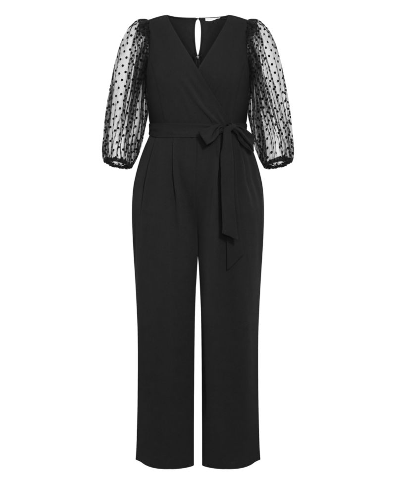 Women's Asher Spot Mesh Sleeve Jumpsuit