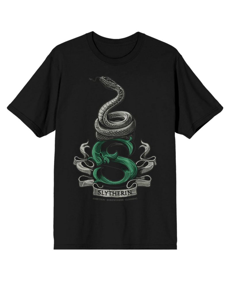 Big & Tall Slytherin Snake Black T-shirt-6XL