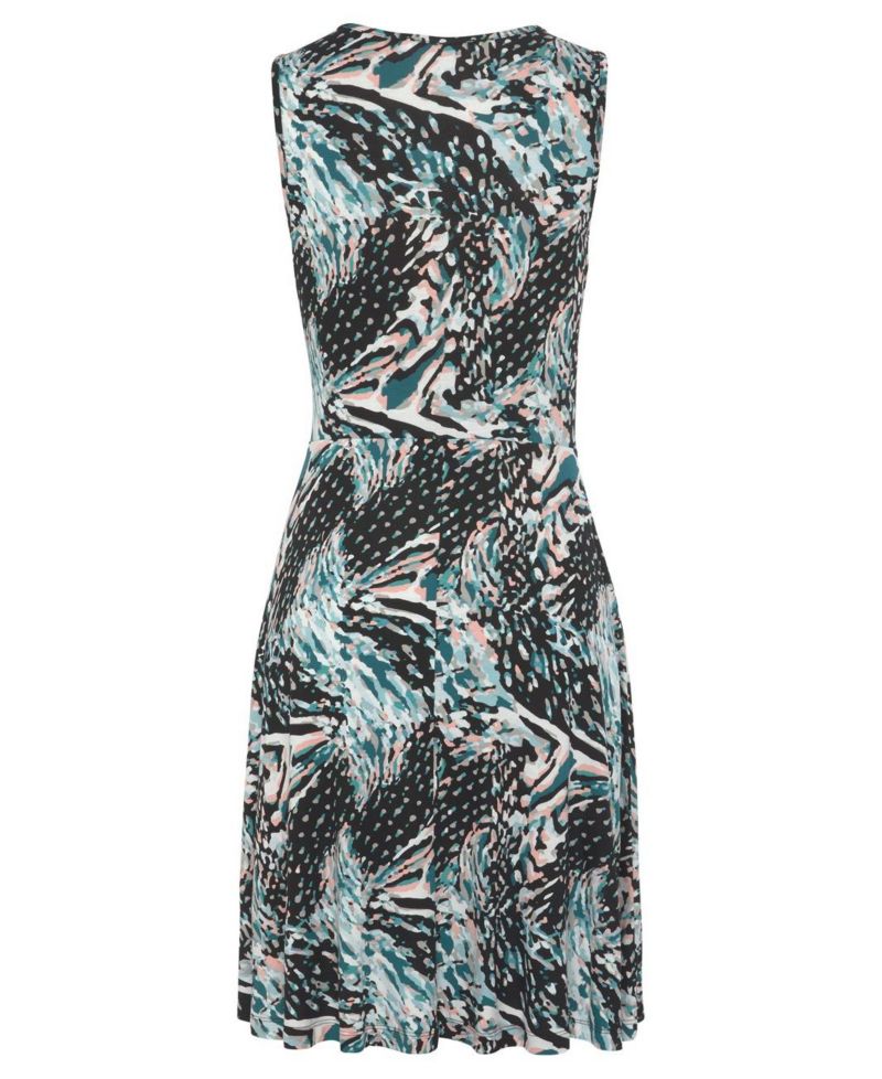 Women's Viscose Printed Keyhole Fit-and-Flare Short Dress
