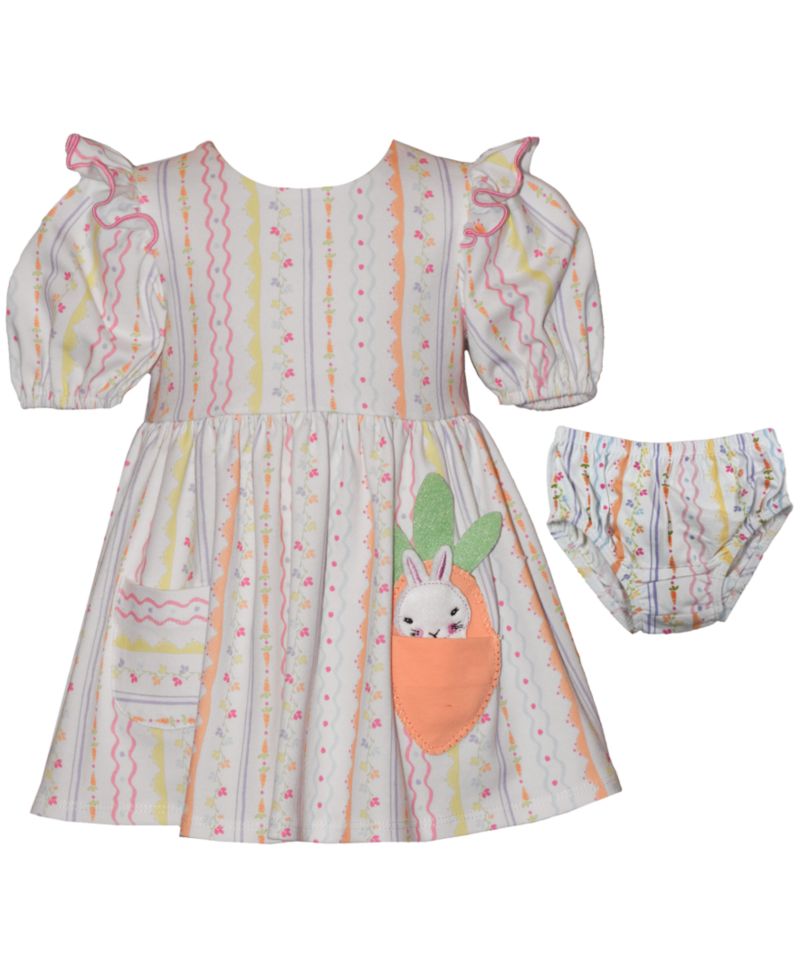 Baby Girls' Carrot Pocket Easter Dress and Bloomers