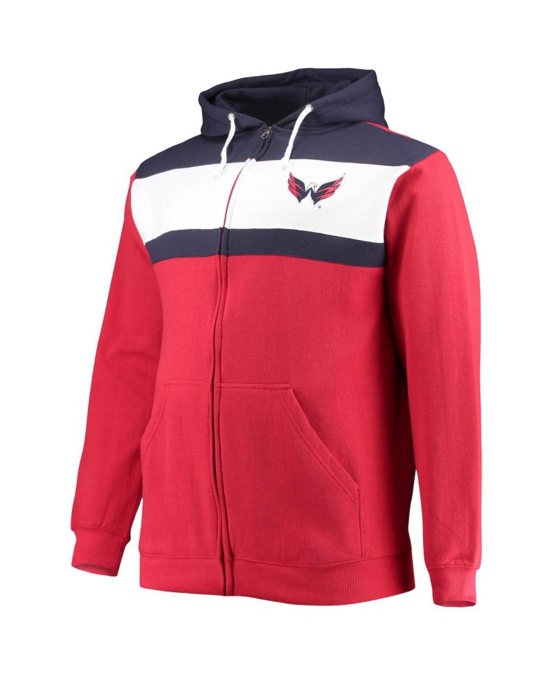 Men's Alexander Ovechkin Red Washington Capitals Big and Tall Colorblock Full-Zip Hoodie
