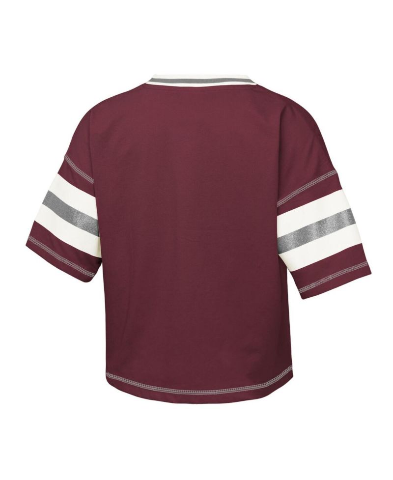 Big Girls Maroon Texas A&M Aggies Grid Iron V-Neck T-Shirt