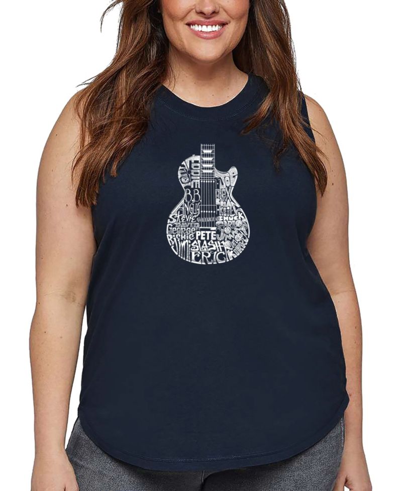 Plus Size Rock Guitar Head Word Art Tank Top