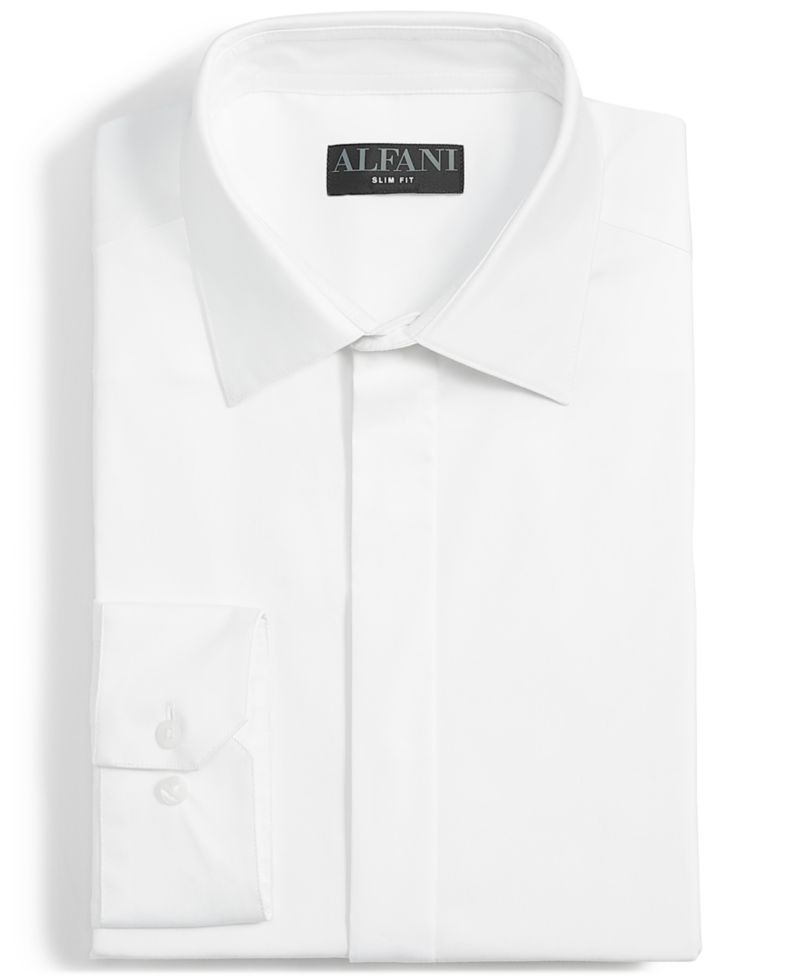 Men's Covered Placket Tuxedo Shirt, Regular & Slim Fit