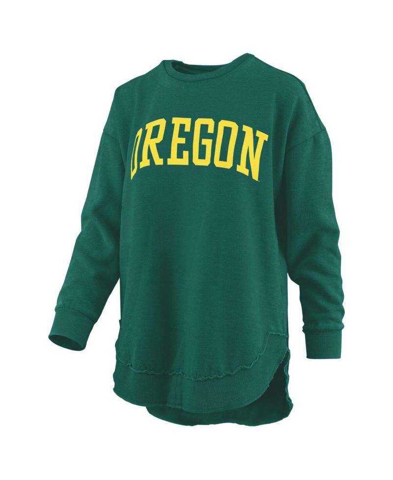 Women's Green Oregon Ducks M&eacute;lange Poncho Vintage Fleece Long Sleeve Pullover Sweatshirt