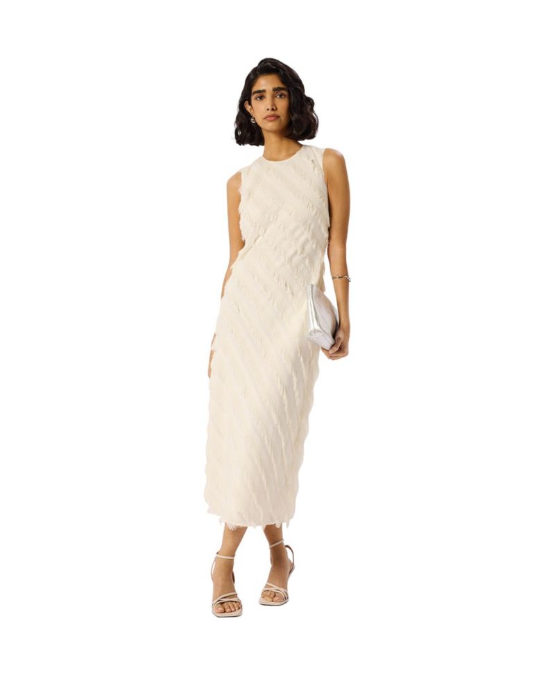 Women's Fringe Textured Midi Dress