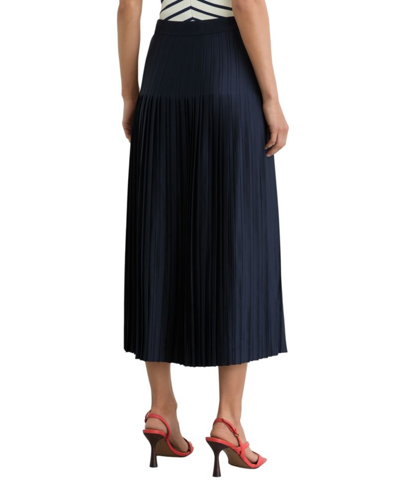 Women's Savannah Satin Pleated Slit Midi Skirt