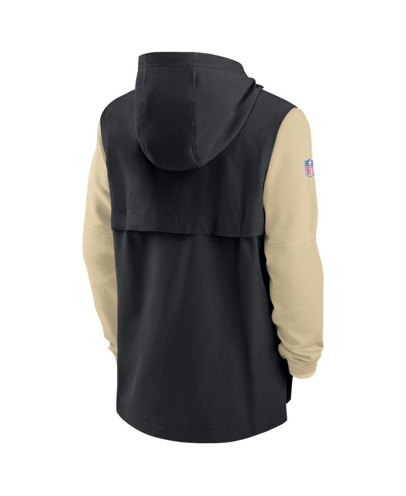 Men's Black/Gold New Orleans Saints Sideline Player Quarter-Zip Hoodie