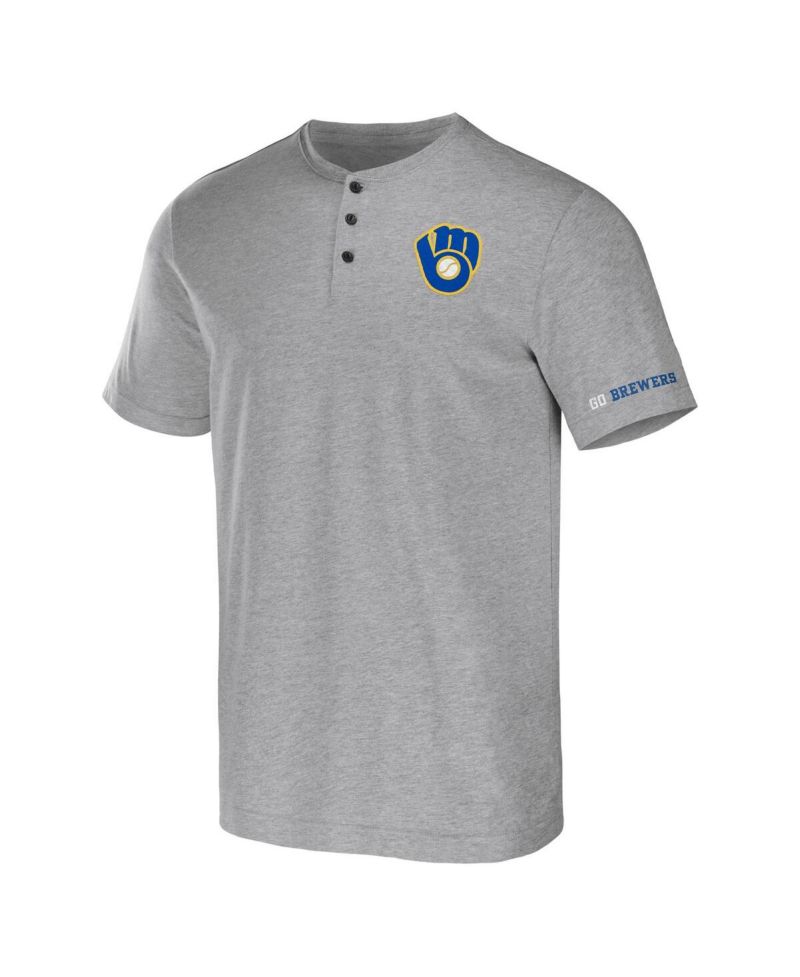 Men's Darius Rucker Collection by Heather Gray Milwaukee Brewers Henley T-shirt