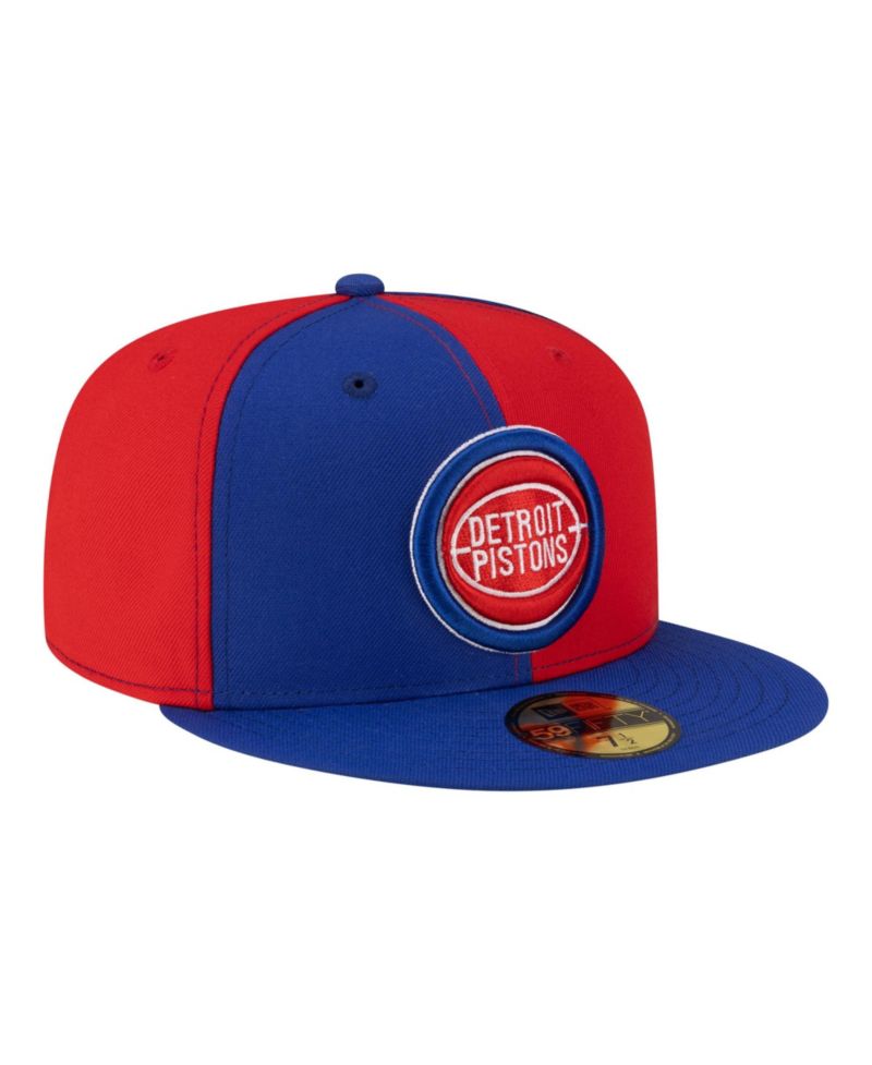 Men's Red/Blue Detroit Pistons 80s Throwback Pinwheel 59FIFTY Fitted Hat