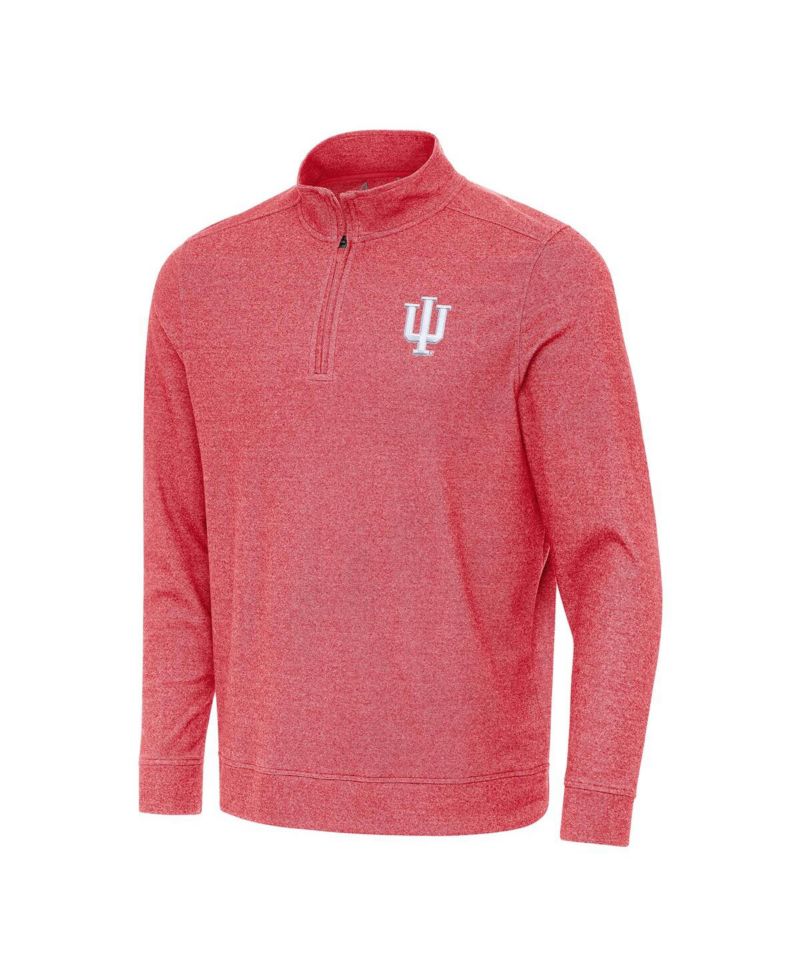 Men's Heather Crimson Indiana Hoosiers Subtle Quarter-Zip Hoodie