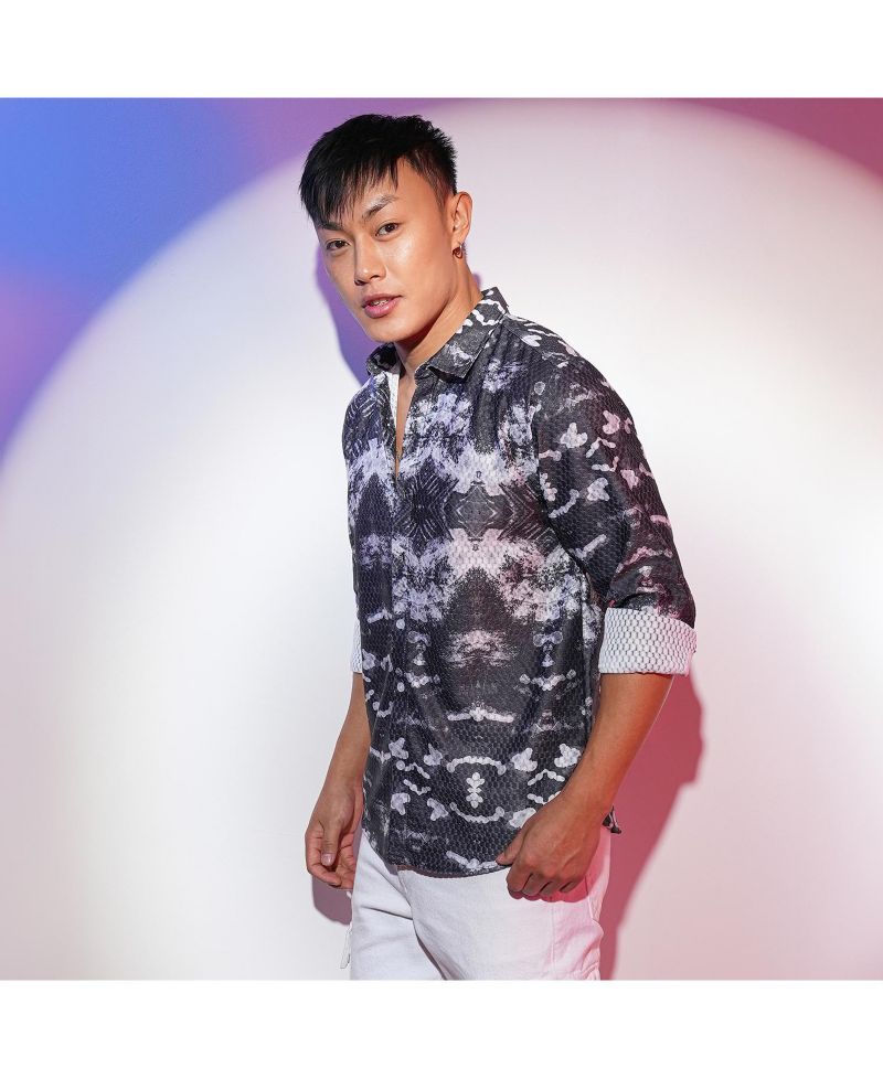 Men's Midnight Black & Ivory White Reptilia Shirt