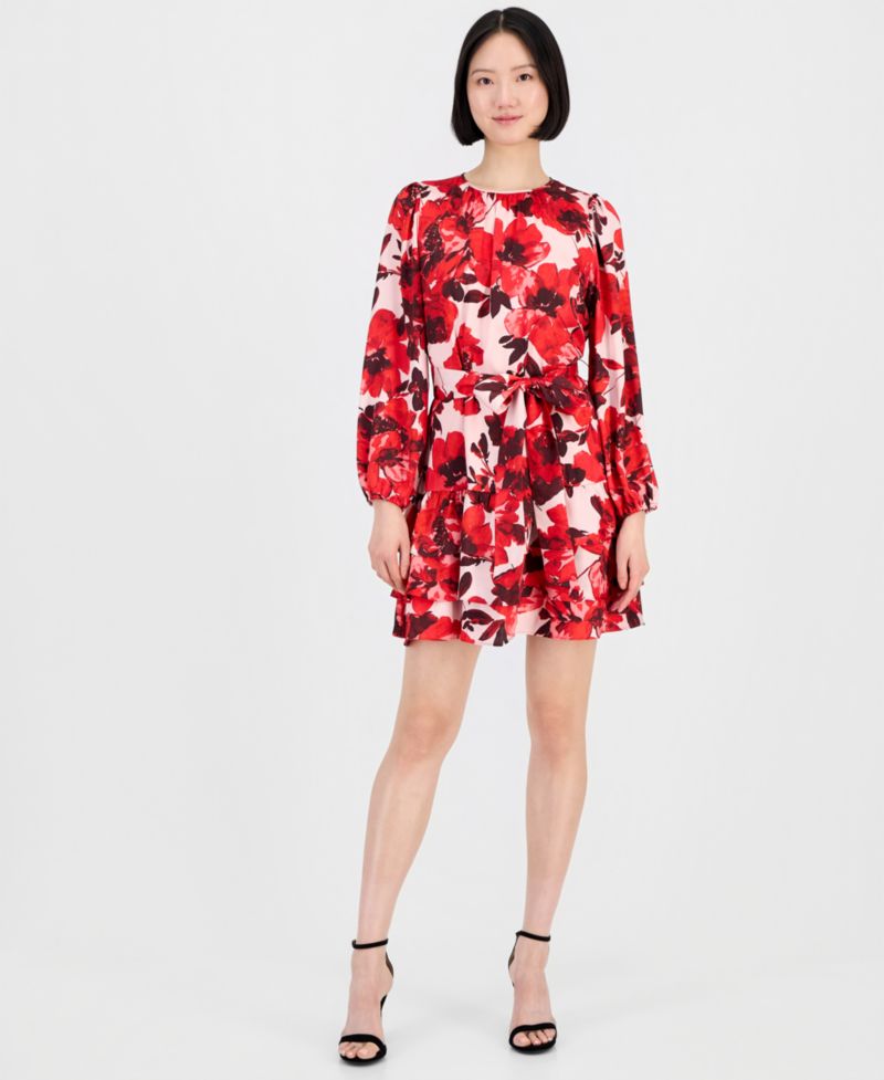 Women's Belted Tiered Dress