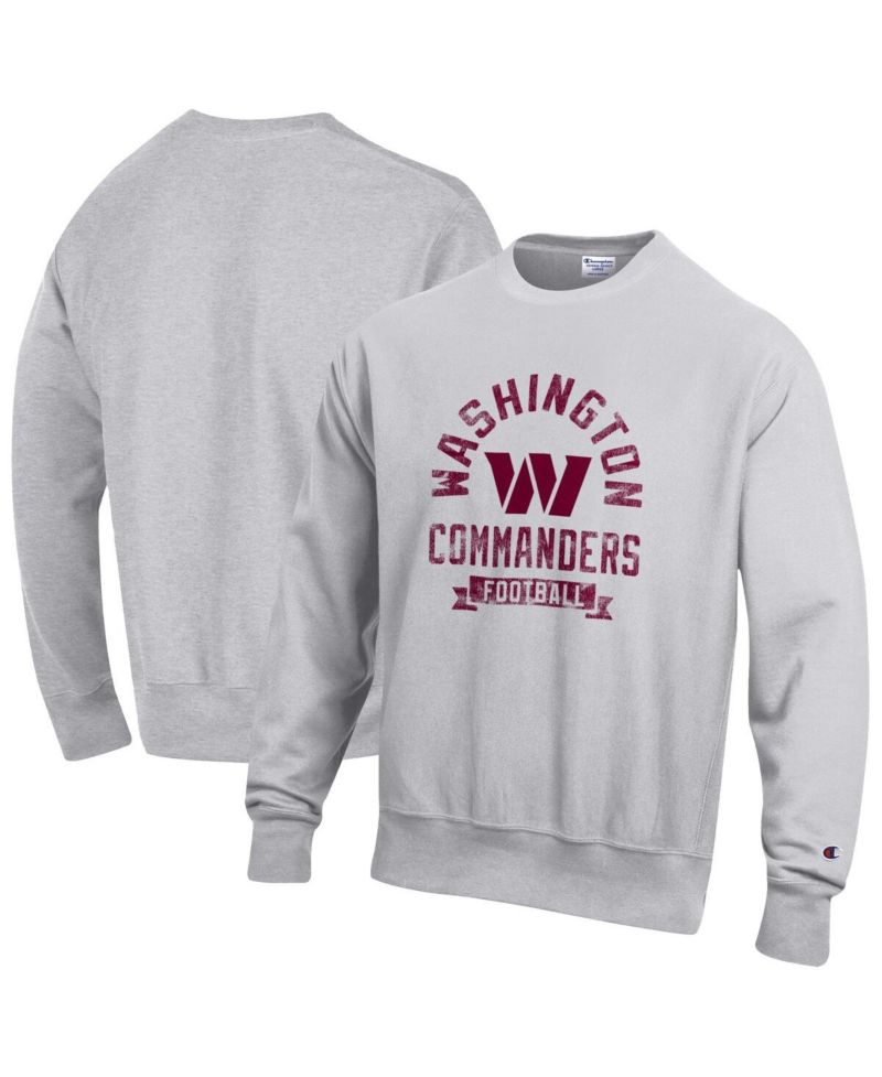 Men's Heather Gray Washington Commanders Reverse Weave Fleece Pullover Sweatshirt