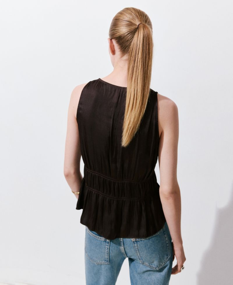 Women's Ruched V-Neck Sleeveless Blouse
