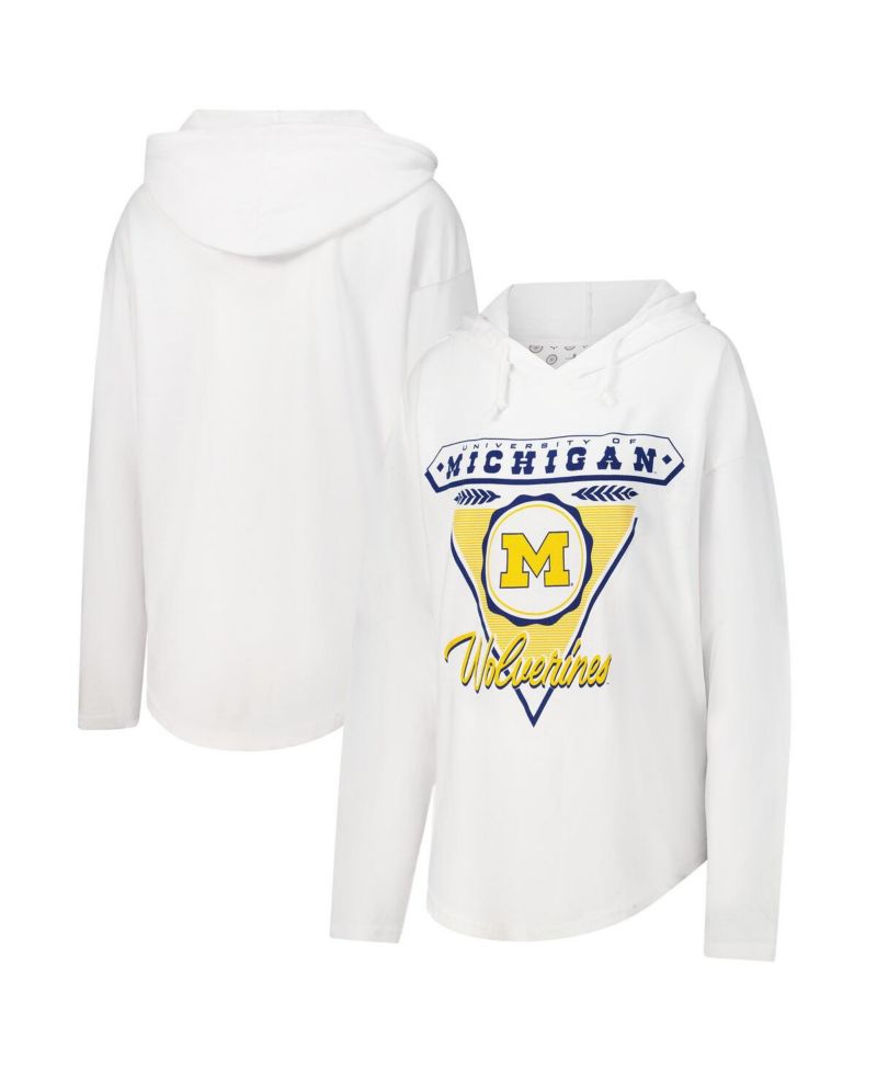 Women's White Michigan Wolverines San Bruno Hoodie Long Sleeve T-Shirt
