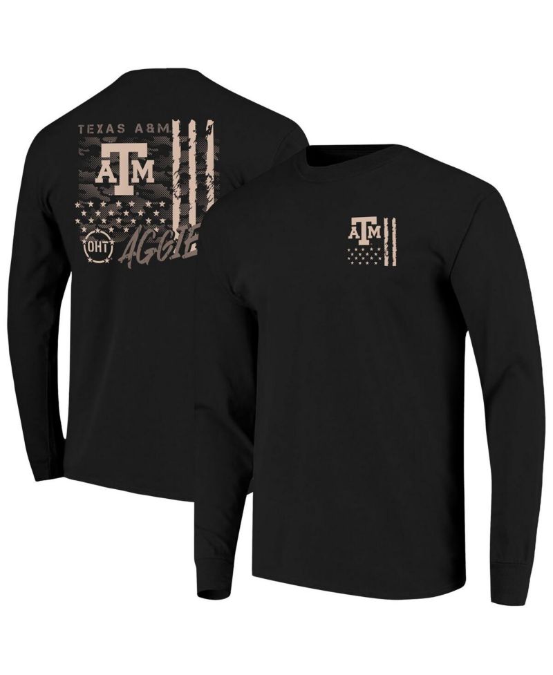 Men's Black Texas A&M Aggies OHT Camo Overlay Comfort Colors Long Sleeve T-Shirt