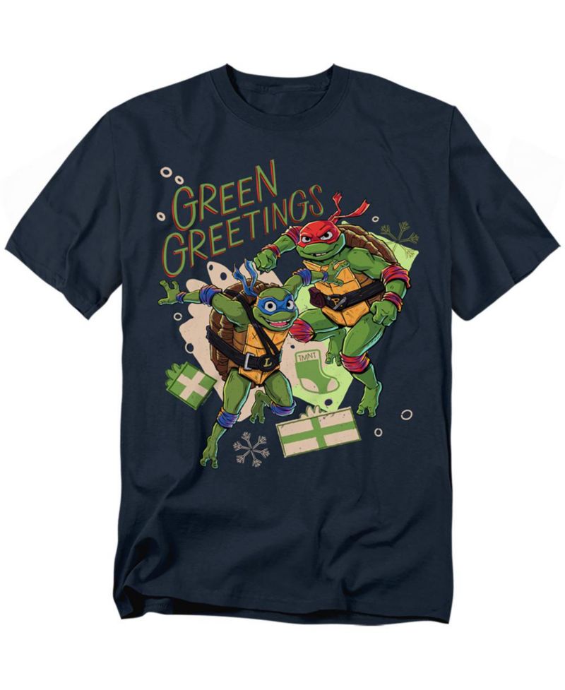 Big & Tall TMNT Mutant Mayhem Christmas Greetings Leonardo Raphael T-Shirt