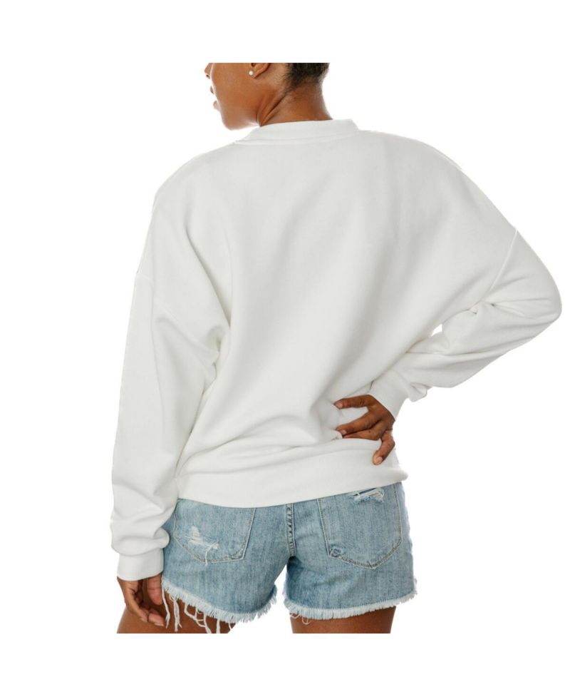 Women's White Kansas Jayhawks Freestyle Fleece Pullover Sweatshirt