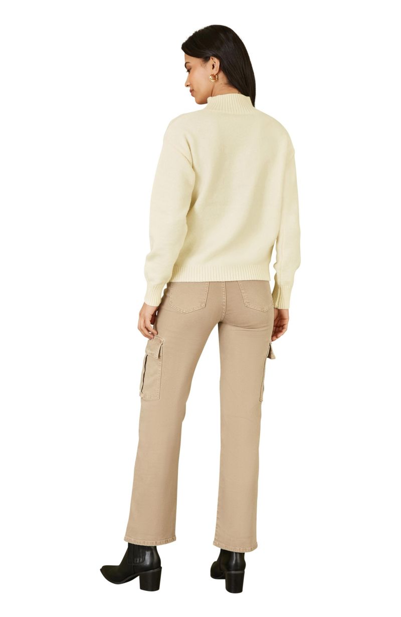 Women's Floral Detail High Neck Knit Sweater