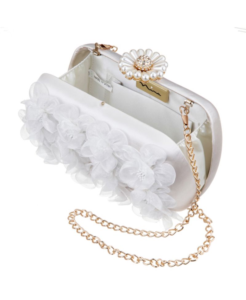 3-D Flower Minaudiere Mini Clutch Handbag