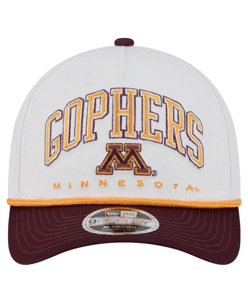 Men's White/Maroon Minnesota Golden Gophers Arch Two-Tone Rope 9FORTY A-Frame M-Crown Adjustable Hat