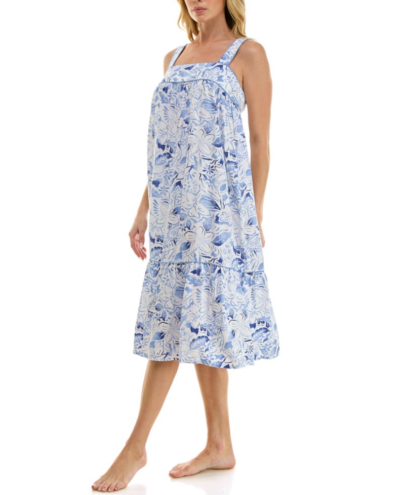 Women's Sleeveless Square Neck Tiered Nightgown