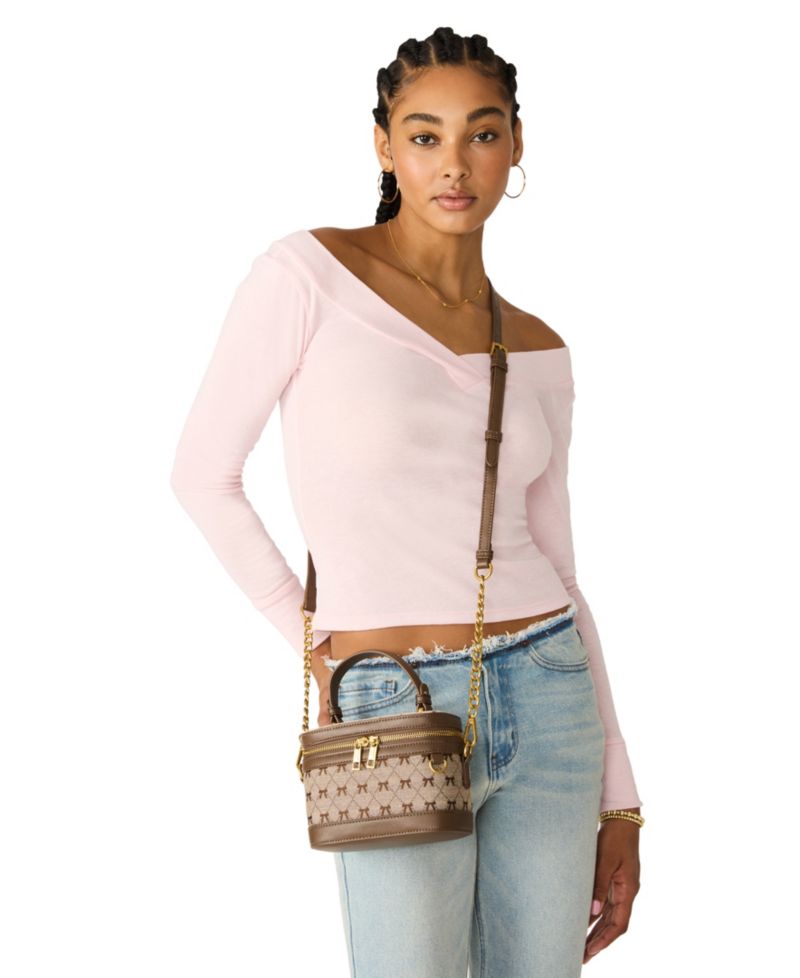Bow Jacquard Small Adjustable Strap Crossbody Handbag