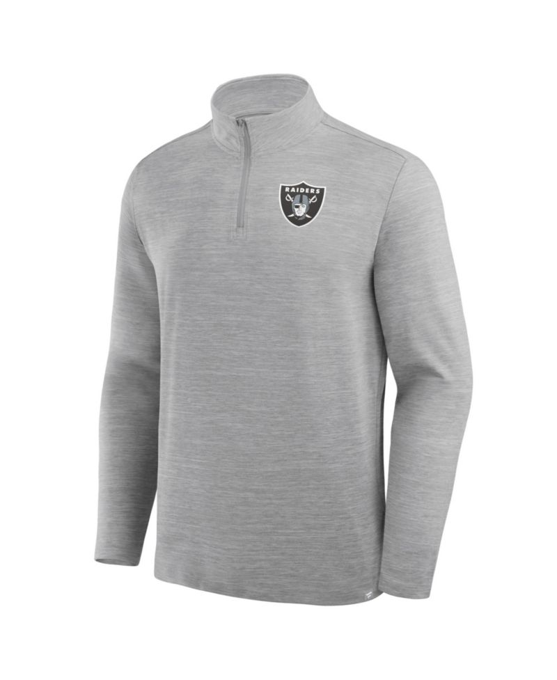 Men's Heather Gray Las Vegas Raiders Clutch Quarter-Zip Pullover Sweatshirt