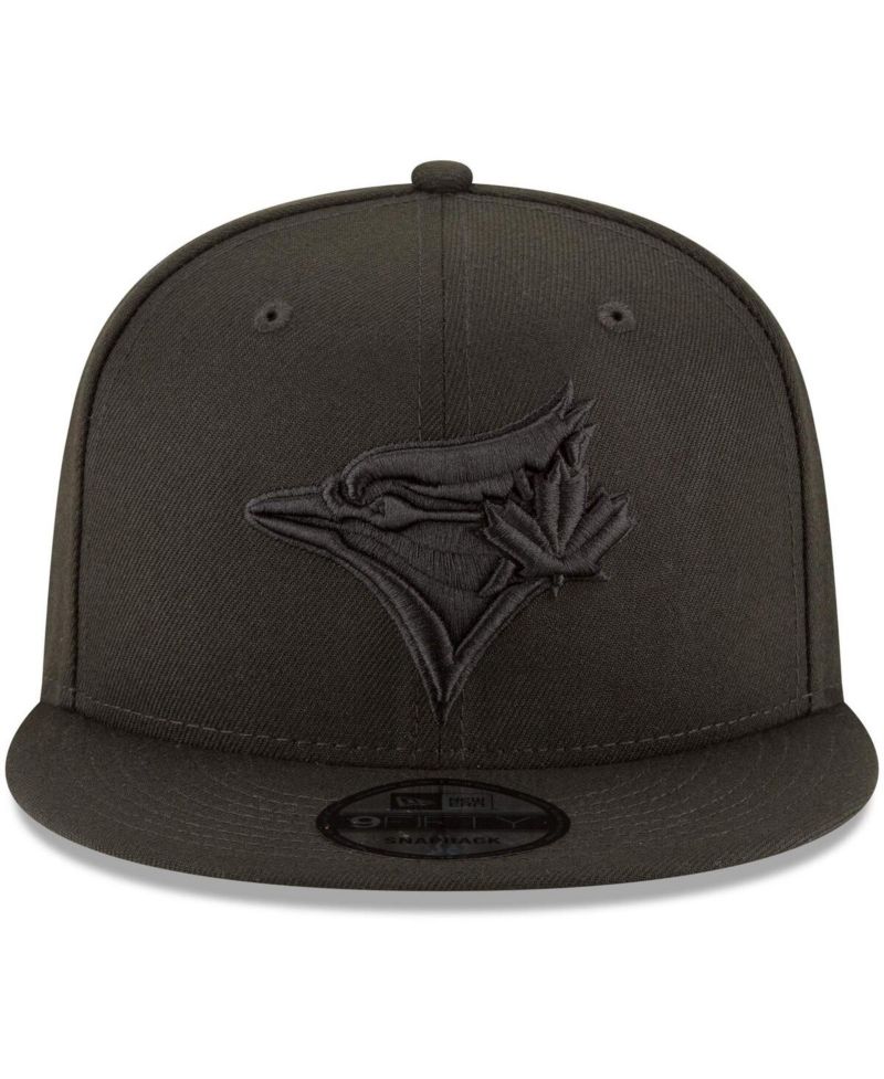 Men's Toronto Blue Jays Black on Black 9FIFTY Team Snapback Adjustable Hat - Black