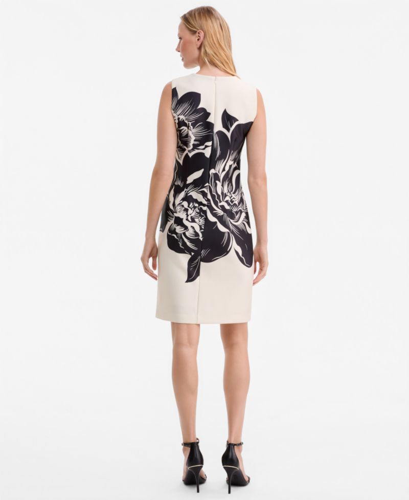 Women's Scuba Placed-Printed Sheath Dress