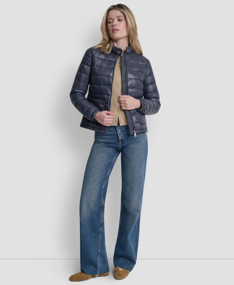 Women's Packable Moto Collar Short Coat