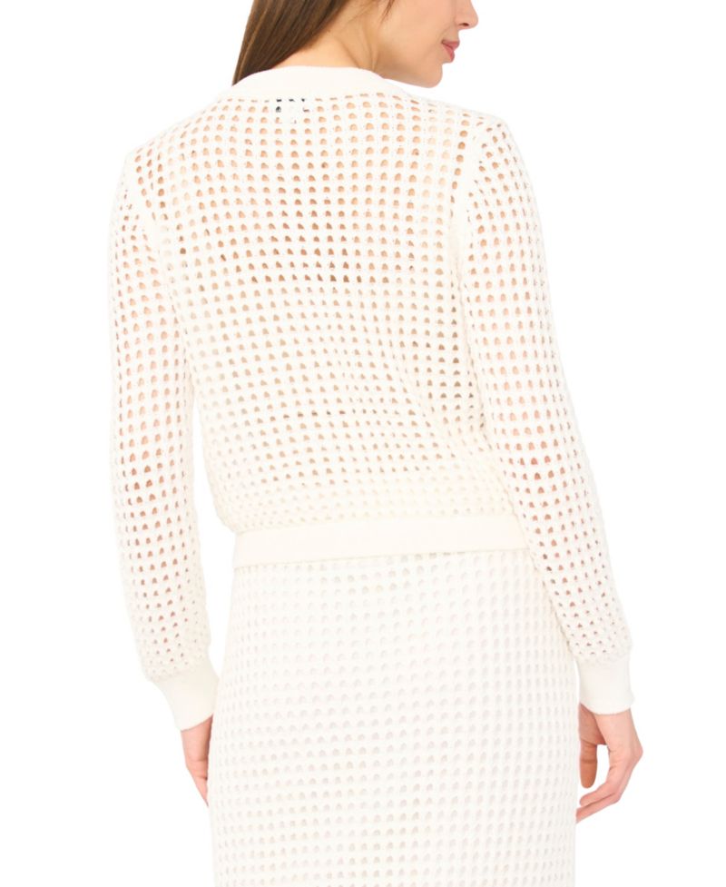 Women's Crewneck Mesh Long-Sleeve Cardigan
