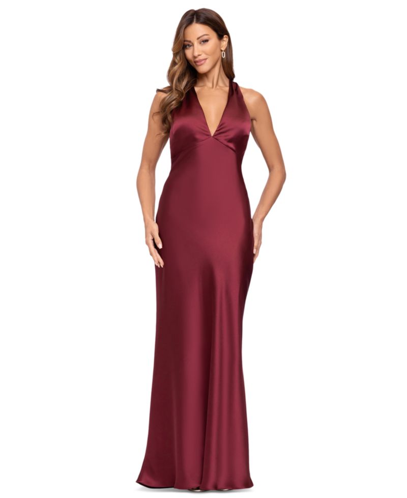 Women's Francesca Halter Ruched Satin Long Dress